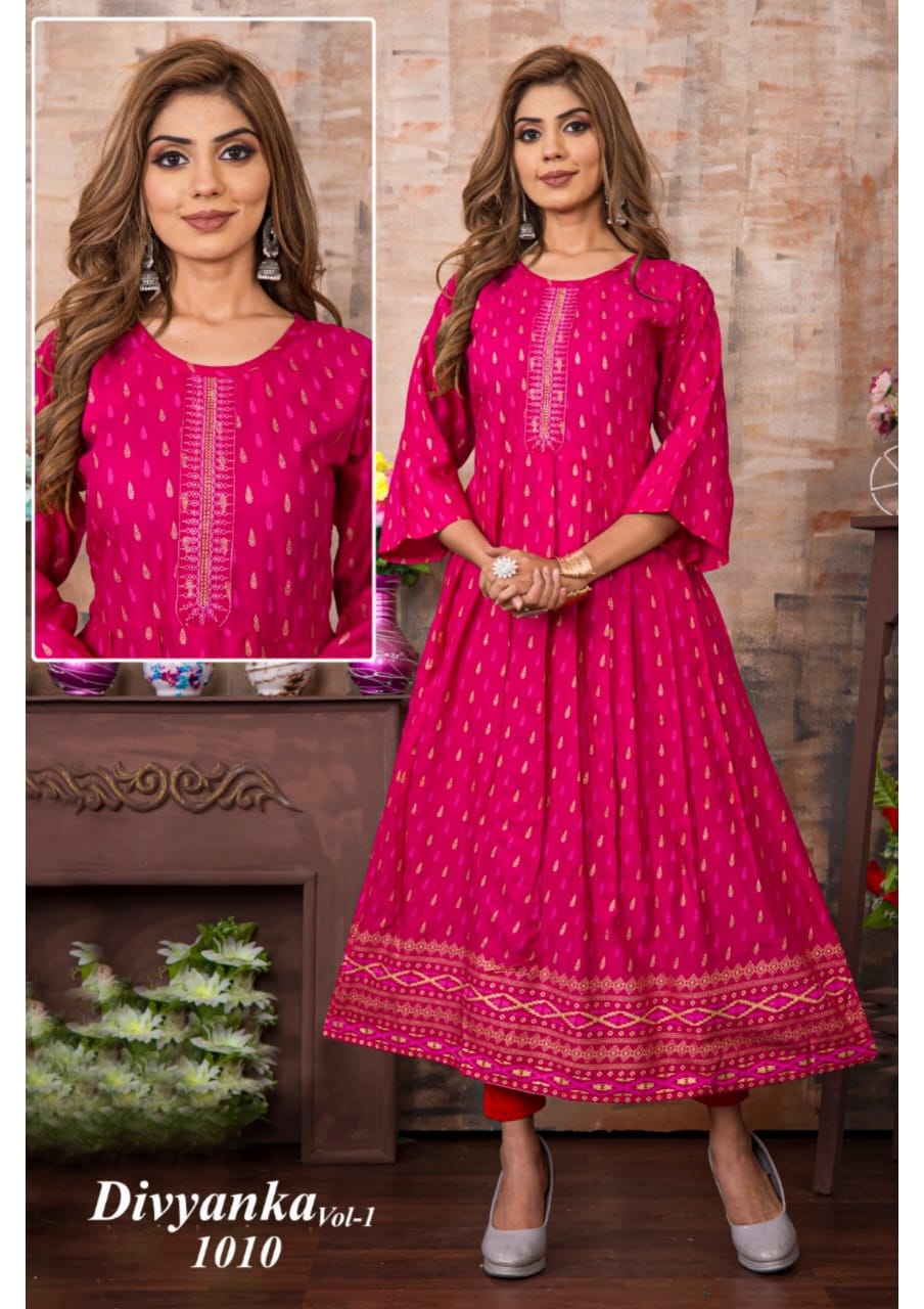 Divyanka 1 Ethnic Wear Wholesale Anarkali Kurtis Catalog
